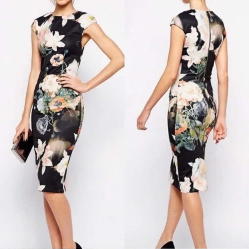 Ted Baker  Opulent Bloom Print Dress size Ted 3 US 8